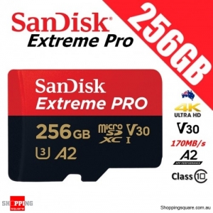 SanDisk Extreme Pro 256GB microSDXC Memory Card UHS-I U3 V30 A2 4K Full HD 170MB/s 