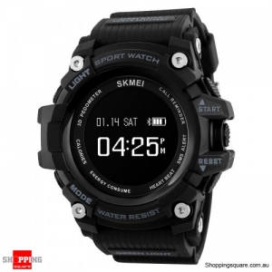 SKMEI 1188 Smart Watch Heart Rate Pedometer Calorie Bluetooth Turn Wrist Display - Black