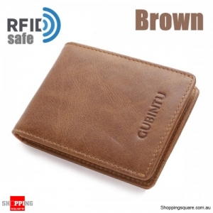 Men Genuine Leather RFID Anti-theft Cowhide Wallet Card Holder - Brown