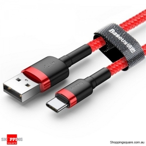2M Baseus Quick Charge QC3.0 USB C Fast Charging USB Charger Cable for Samsung Galaxy S9 S8 Plus One Plus 6 5t - Red