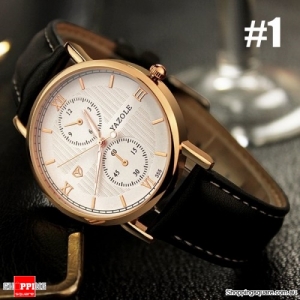 Men Quartz  Watch Luminous Leather soft Strap  Wrist Watch #1