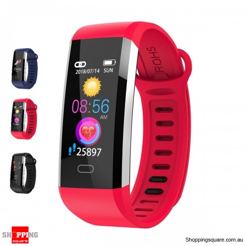 TFT Screen Waterproof Smart Watch Heart Rate Sleep Monitor Sport Fitness Bracelet - Red