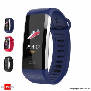 TFT Screen Waterproof Smart Watch Heart Rate Sleep Monitor Sport Fitness Bracelet - Blue