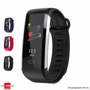 TFT Screen Waterproof Smart Watch Heart Rate Sleep Monitor Sport Fitness Bracelet - Black