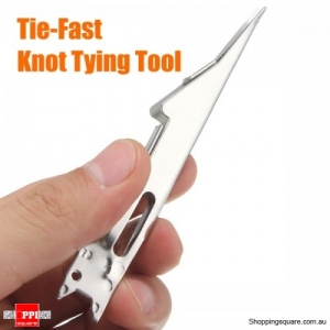 Tie Fast Knot Tying Tool Fly Fish Fishing Line Tyer With Hook Eye Cleaner Silver