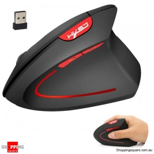 6D Ergonomic Rechargeable 2.4GHz Wireless Vertical Mouse Gaming Mouse - Black