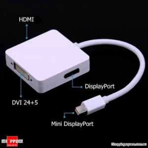 3 in 1 Mini Display Port DP to DVI HDMI DP Adapter Cable for Multimedia Function PS3 HDTV PC