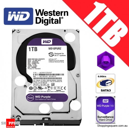 Western Digital Purple 1TB 3.5-inch SATA 6GB/s Surveillance Hard Drive Disk 