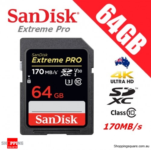 SanDisk Extreme Pro 64GB SDXC UHS-I U3 V30 Memory Card 170MB/s 4K Ultra