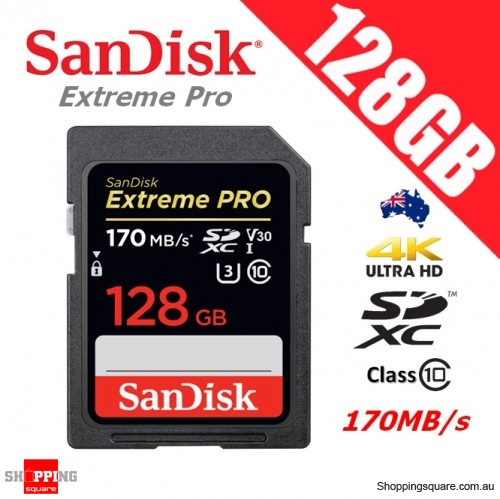 SanDisk Extreme Pro 128GB SDXC UHS-I U3 V30 Memory Card 170MB/s 4K Ultra HD (2019)