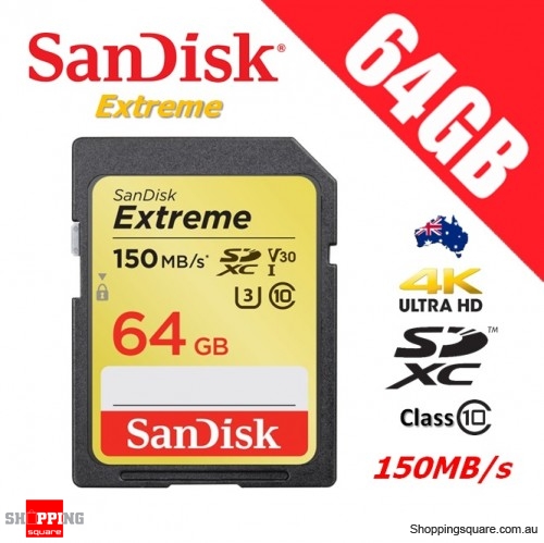 SanDisk Extreme 64GB SDXC UHS-I U3 V30 Memory Card 150MB/s 4K Ultra HD (2019)