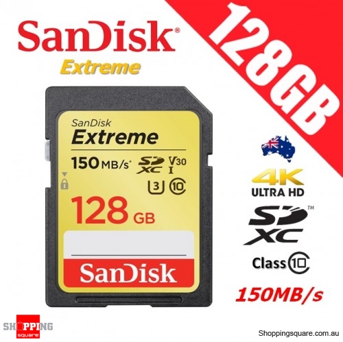 SanDisk Extreme 128GB SDXC UHS-I U3 V30 Memory Card 150MB/s 4K Ultra HD