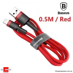 Baseus Premium 0.5M USB Data Fast Charging cable for iPhone 13 12 11 XR XS Max X 8 7 SE Red Colour