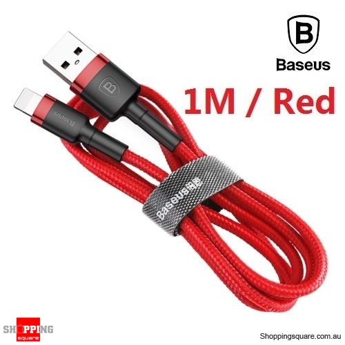 Baseus Premium 1M USB Data Fast Charging cable for iPhone 13 12 11 XR XS Max X 8 7 SE Red Colour 