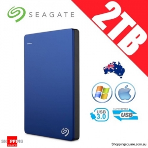 Seagate Backup Plus Slim 2TB 2.5in Portable Hard Disk Drive Blue