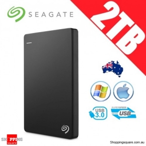 Seagate Backup Plus Slim 2TB 2.5in Portable Hard Disk Drive Black