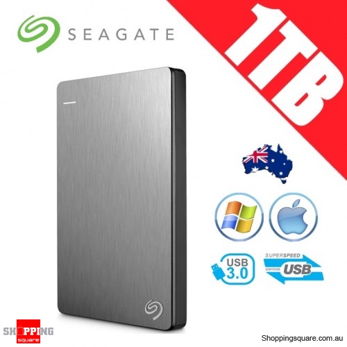 Seagate Backup Plus Slim 1TB 2.5in Portable Hard Disk Drive Silver