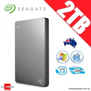 Seagate Backup Plus Slim 2TB 2.5in Portable Hard Disk Drive Silver