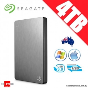 Seagate Backup Plus Slim 4TB 2.5in Portable Hard Disk Drive Silver