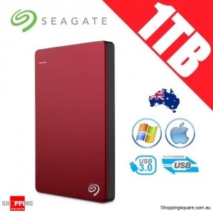 Seagate Backup Plus Slim 1TB 2.5in Portable Hard Disk Drive Red