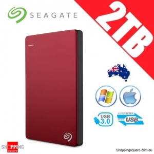 Seagate Backup Plus Slim 2TB 2.5in Portable Hard Disk Drive Red