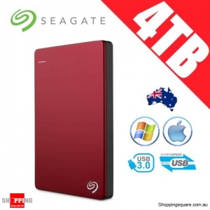 Seagate Backup Plus Slim 4TB 2.5in Portable Hard Disk Drive Red