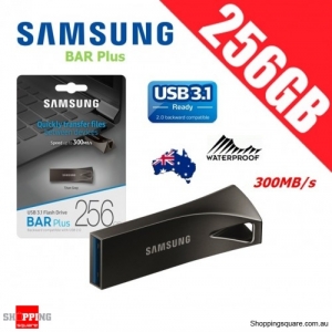 Samsung Bar Plus 256GB USB 3.1 Flash Drive Memory 300MB/s Titan Gray