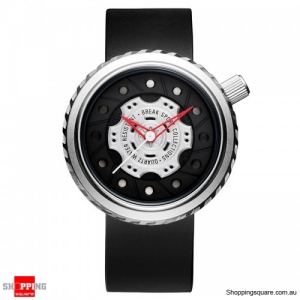 Casual Style Men Wrist Watch Rubber Strap Creative Quartz Watch - Silver