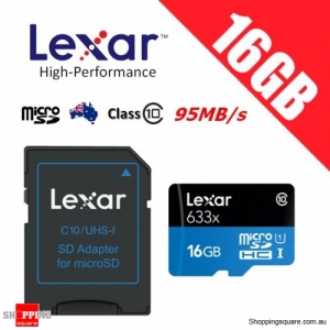 Lexar 16GB High Performance 633x microSDHC UHS-I U1 Memory Card + Adapter 95MB/s 