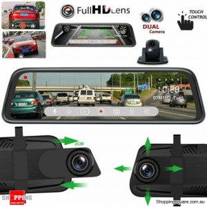 10 Inch 1080P Dual Lens Car Mirror Dash Cam DVR Recorder Rear View Monitor Camera
