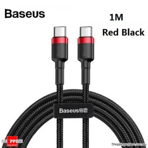 1M Baseus USB Type-C to Type-C Charger Data M-M Cable Support PD & QC Fast Charging - Black