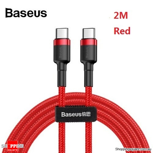 2M Baseus USB Type-C to Type-C Charger Data M-M Cable Support PD QC Fast Charging - Red