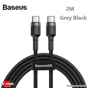 2M Baseus USB Type-C to Type-C Charger Data M-M Cable Support PD QC Fast Charging - Grey