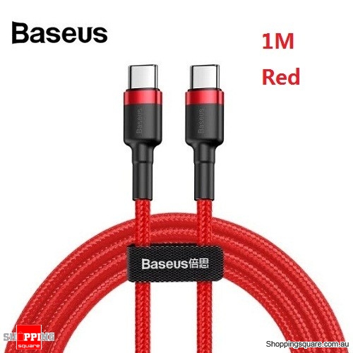 1M Baseus USB Type-C to Type-C Charger Data M-M Cable Support PD and QC Fast Charging - Red