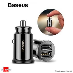Baseus Mini Dual USB 3.1 Fast Charge Car Charger for Mobile Phone Tablet - Black