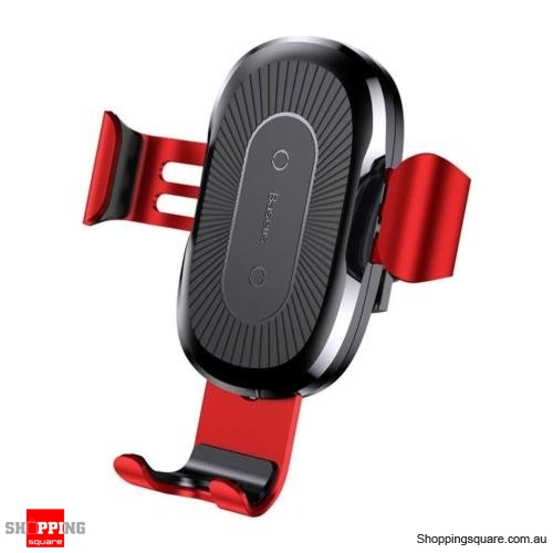 Baseus Car Mount Qi Wireless Quick Charging Pad Holder Red Colour