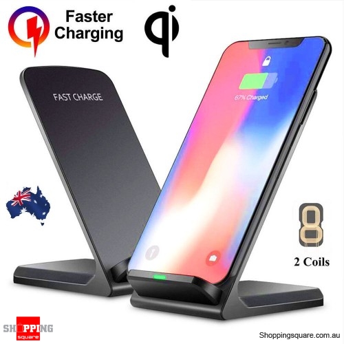 10W Wireless Qi Fast Charger Charging Stand Holder For iPhone Samsung Huawei - Black Colour