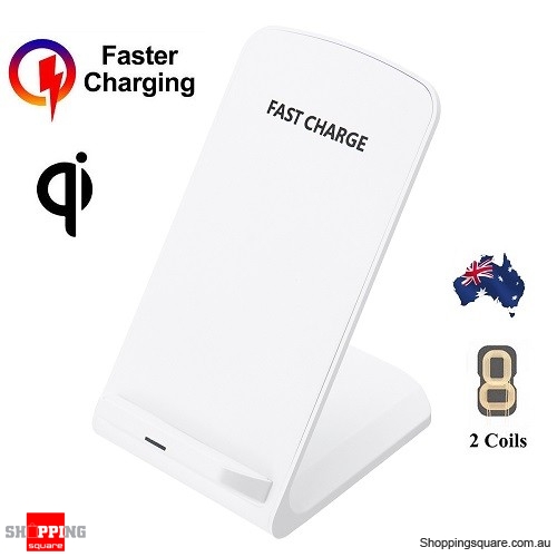 10W Wireless Qi Fast Charger Charging Stand Holder For iPhone Samsung Huawei - White Colour