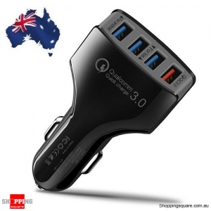 PAVO 35W 4 Port USB Car Charger Quick Charge QC 3.0 - Black Colour