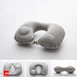 Portable Push Type Automatic Inflatable U-Shaped Pillow Neck Air Cushion Travel - Gray