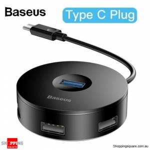 Baseus 4 Ports Type C to USB3.0 USB2.0 Adapter for MacBook PC Black Colour