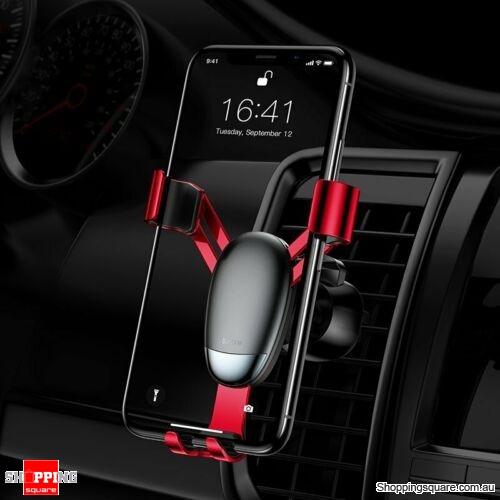 Baseus Universal Gravity Car Phone Holder Air Vent Mount for iPhone X XS Samsung Red Colour