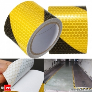 5x300cm Multi-functional Yellow Black Night Safety Reflective Tape Warning Conspicuity Tape Film Sticker