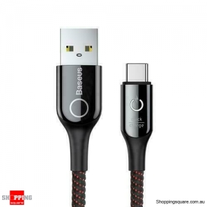 Baseus Type C Smart Charge Breathe Lighting USB Cable Support 3A Fast Charging Black Colour - AU