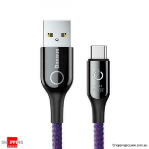 Baseus Type C Smart Charge Breathe Lighting USB Cable Support 3A Fast Charging Purple Colour - AU
