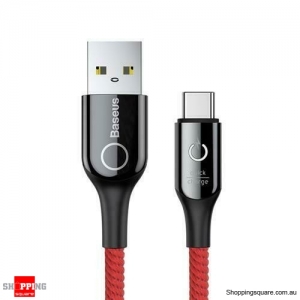 Baseus Type C Smart Charge Breathe Lighting USB Cable Support 3A Fast Charging Red Colour - AU