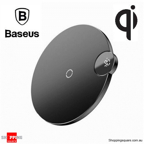 Baseus LED Digital Display Qi Wireless Charger for iPhone 13 12 11 X XR XS Max 8 Black Colour(with original box) - AU