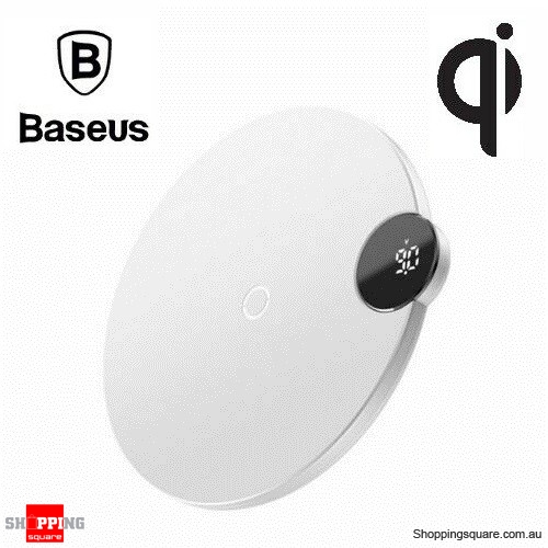 Baseus LED Digital Display Qi Wireless Charger for iPhone 12 11 X XR XS Max 8 White Colour(with original box) - AU
