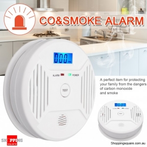 Digital LCD CO Carbon Monoxide Smoke Detector Alarm Poisoning Gas Warning Sensor