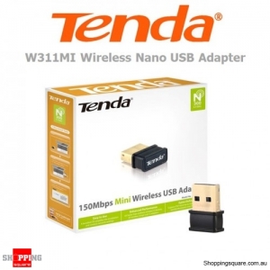Tenda 150Mbps Auto-Install Wireless Nano USB Adapter Dongle Black